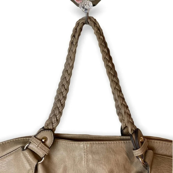 Hibou Tan Shoulder/Crossbody Bag with Braid &  Zipper Details - Picture 6 of 16